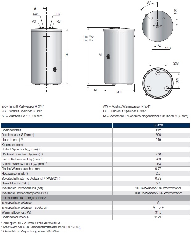 Warmwasser-Speicher Logalux ES 120