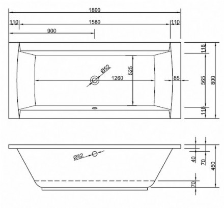 Badewanne Modell Crown 180