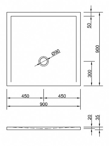 Duschwanne Flat New 90 x 90