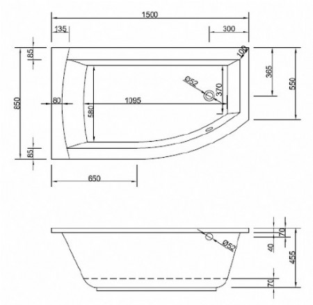 Badewanne Modell Flo links