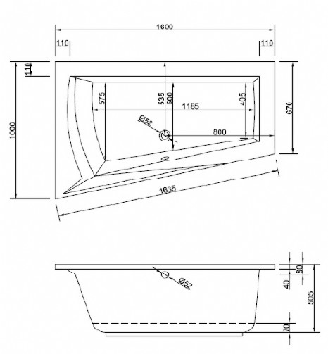 Badewanne Modell Lara 160 L