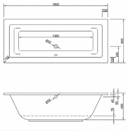 Badewanne Modell Lupor 190/80