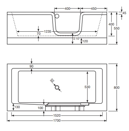 Badewanne mit Tr PUERTA links